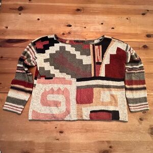 Women’s Peruvian Connection Boat Neck Cropped Knit Sweater size Small